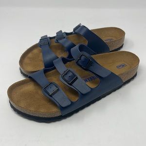 NWOT Birkenstock Women’s Florida Blue Leather Soft Footbed Size 41 Ladies 10